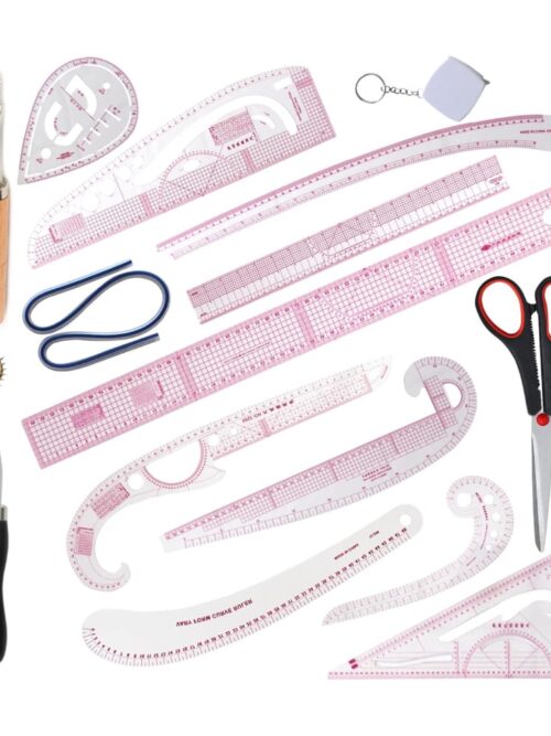 HLZC French Curve Ruler for Pattern Making, 15 Pieces Clear Sewing Ruler Set for Beginners Tailors Designers