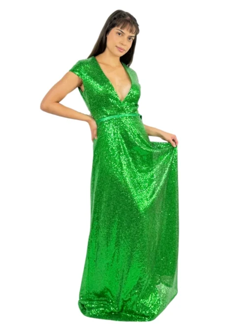 2320 GLITTER DEEP V NECK DRESS