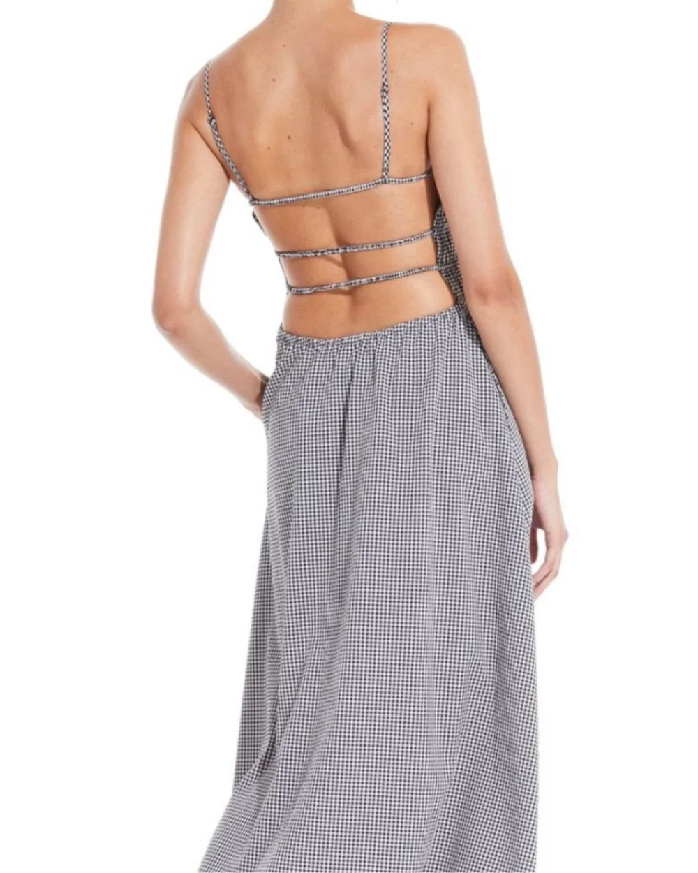 2409 STRAP SMOCKED MIDI DRESS