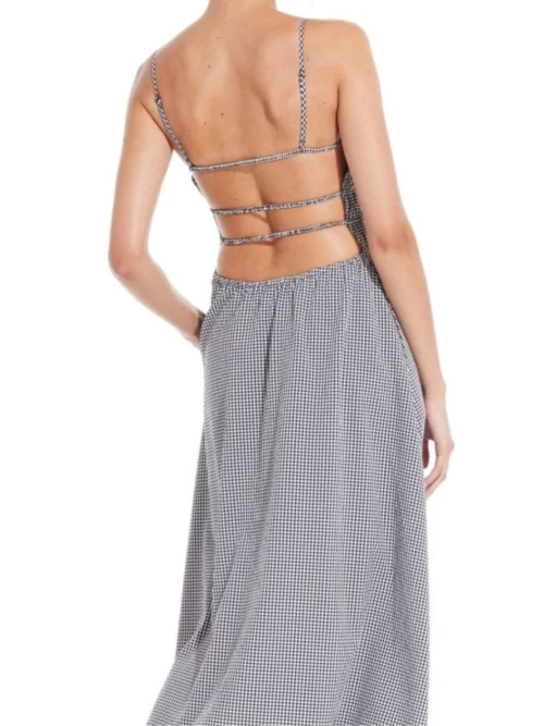 2409 STRAP SMOCKED MIDI DRESS