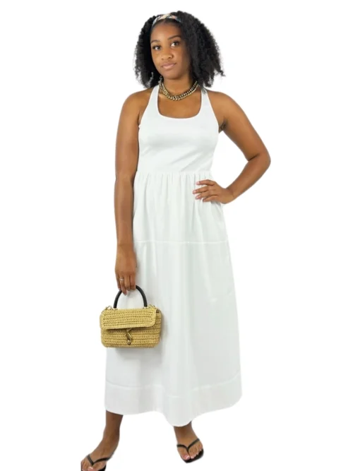 2411 MIXED MIDI DRESS