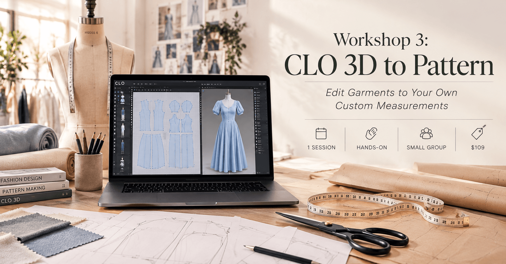 Hosted by Mihaela Kim | CLO 3D to Pattern Workshop